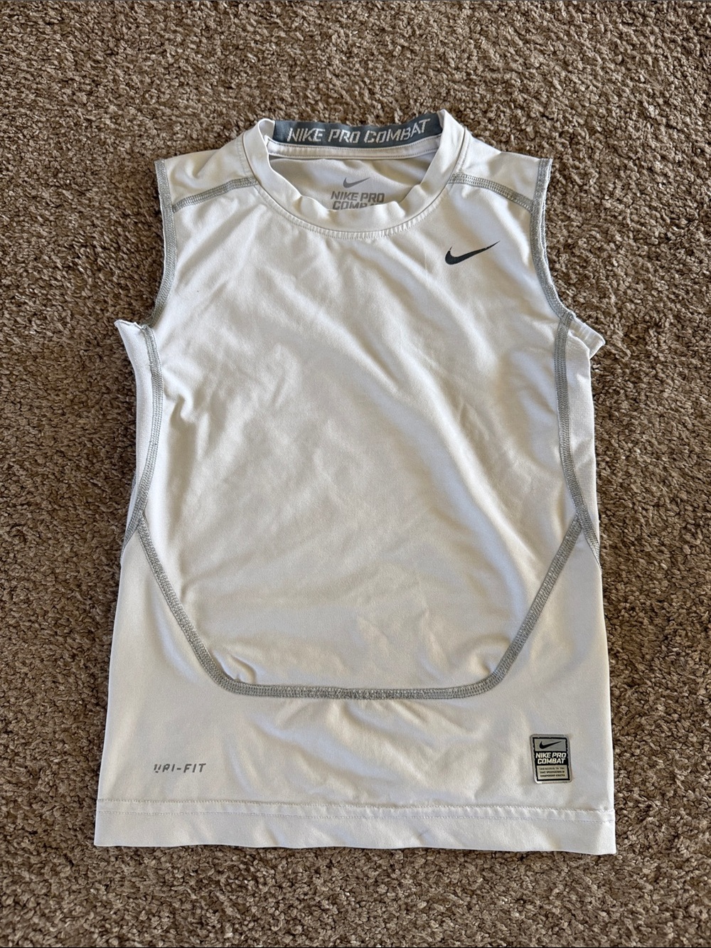 Nike White Sleeveless Compression Training Top